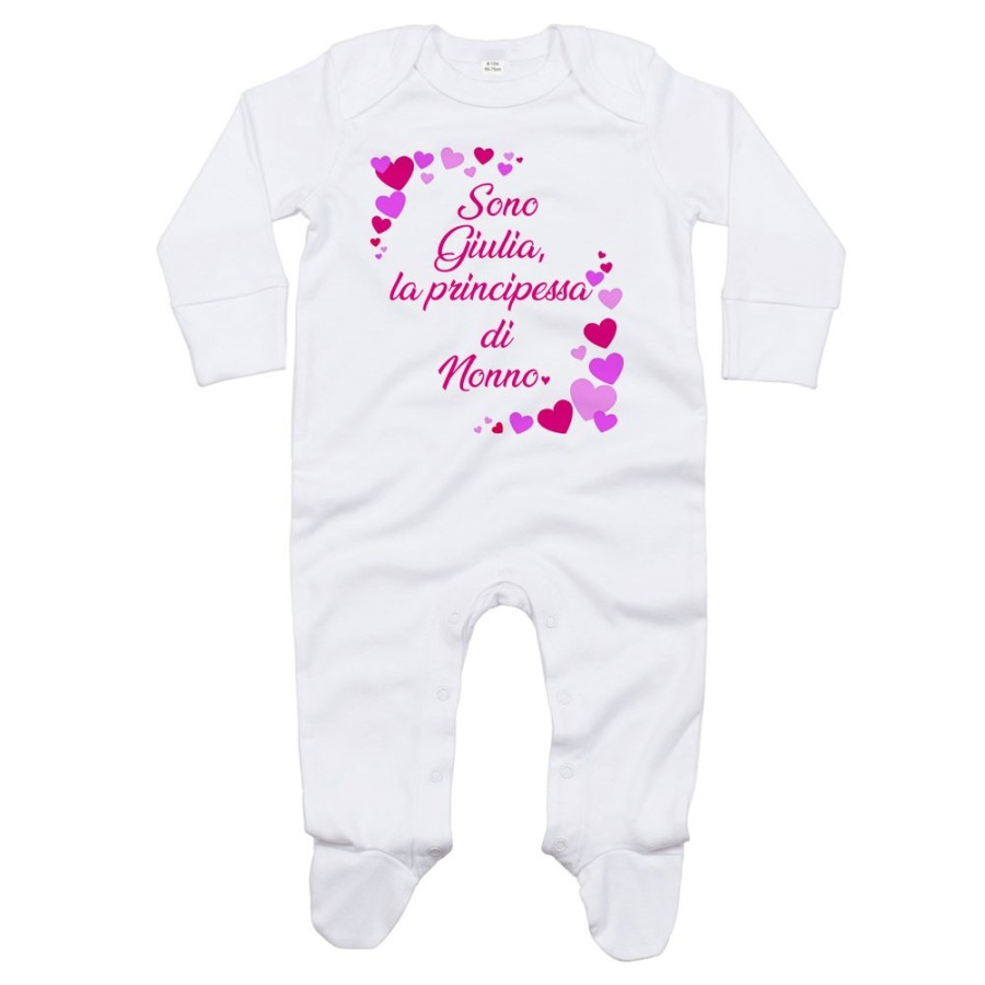 Tutina neonato personalizzata con nome e tanti cuori sono la principessa di nonno dei nonni Per i nonni