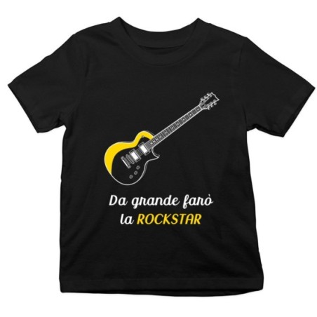 T-shirt bambino da grande farò la rockstar Da grande farò
