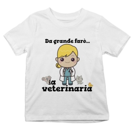 T-shirt bambina da grande farò la veterinaria