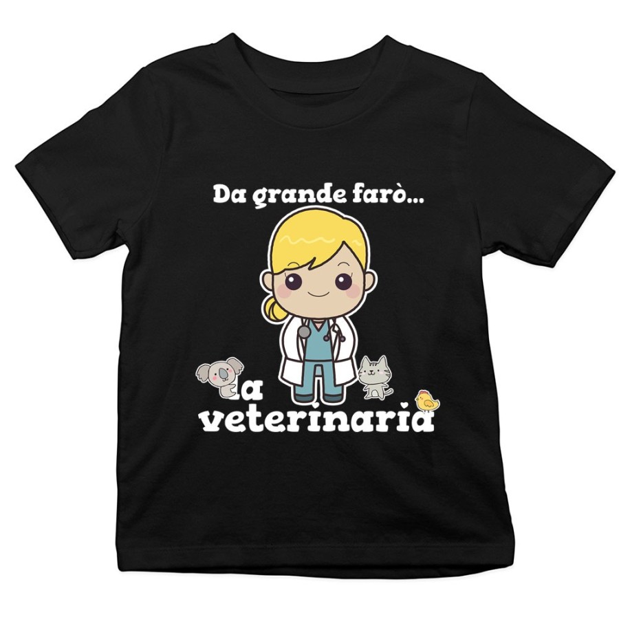 T-shirt bambina da grande farò la veterinaria Da grande farò