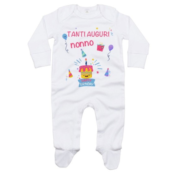 Tutina neonato personalizzabile con nome tanti auguri nonno nonna con palloncini Per i nonni