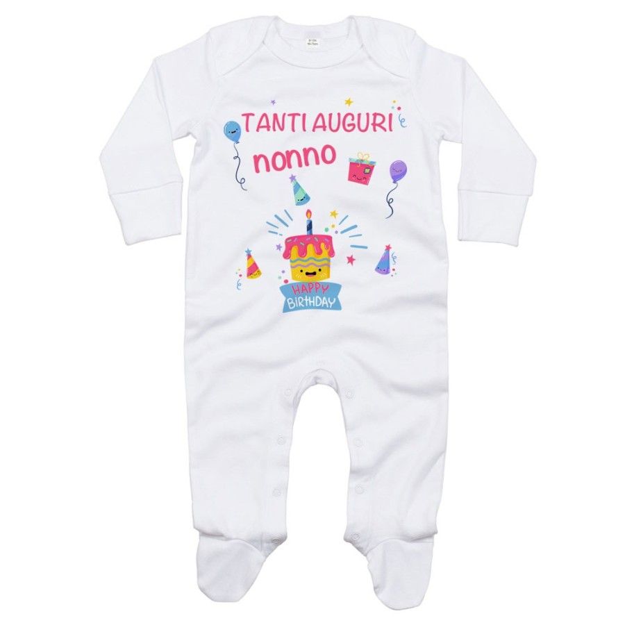 Tutina neonato personalizzabile con nome tanti auguri nonno nonna con palloncini Per i nonni