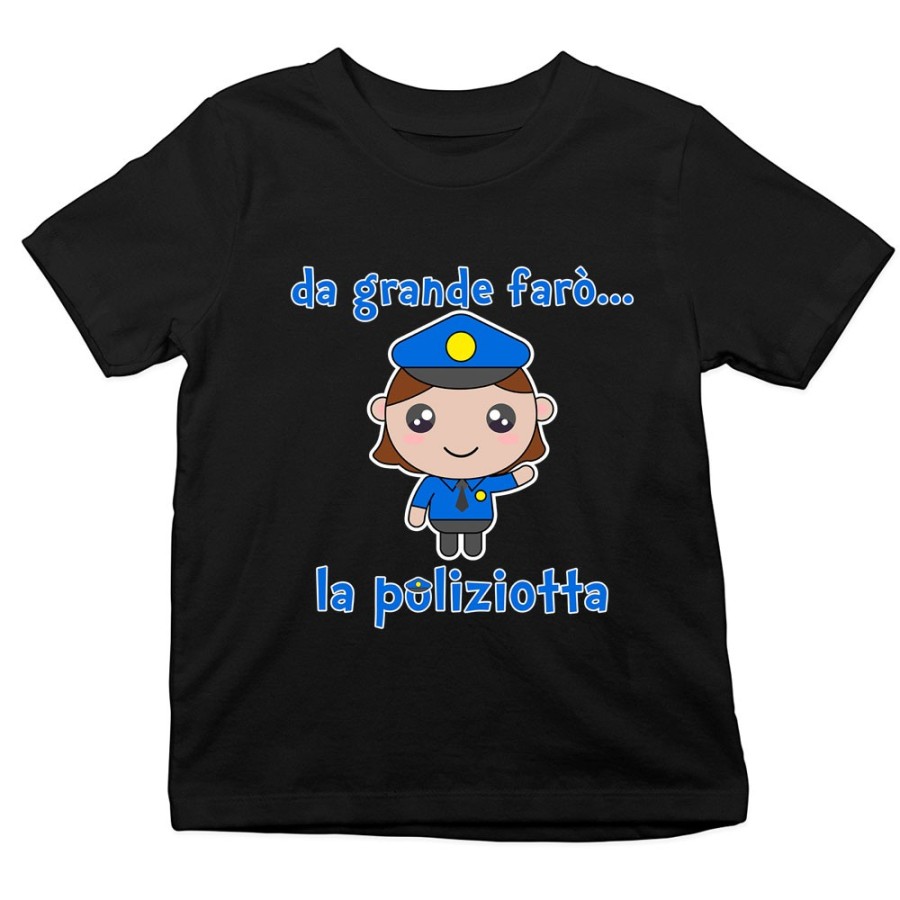 T-shirt bambino da grande farò il poliziotto Da grande farò