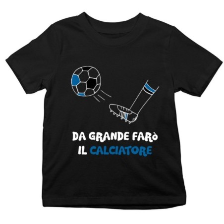 T-shirt bambino da grande farò il calciatore nero azzurro