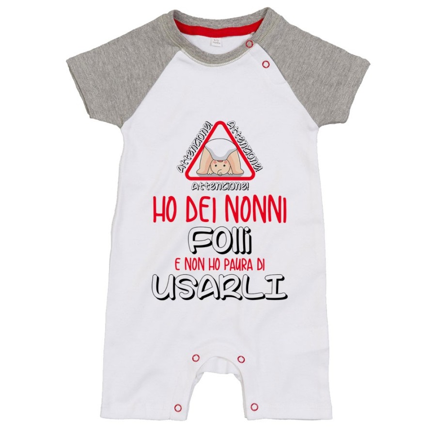 Pagliaccetto personalizzabile attenzione ho un nonno dei nonni folle folli non ho paura di usarlo usarli Per i nonni