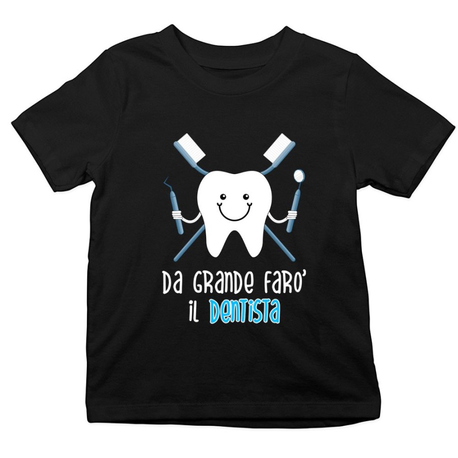 T-shirt bambino da grande farò il dentista Da grande farò