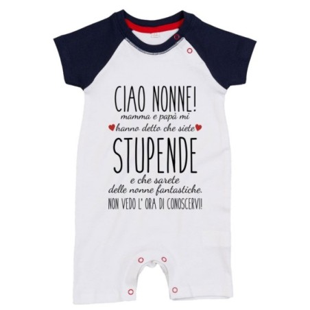 Pagliaccetto nonni mamma papà mi hanno detto che siete stupendi non vedo l'ora di conoscervi Per i nonni