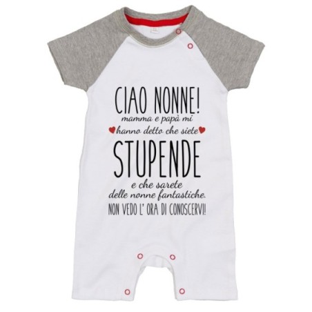 Pagliaccetto nonni mamma papà mi hanno detto che siete stupendi non vedo l'ora di conoscervi Per i nonni