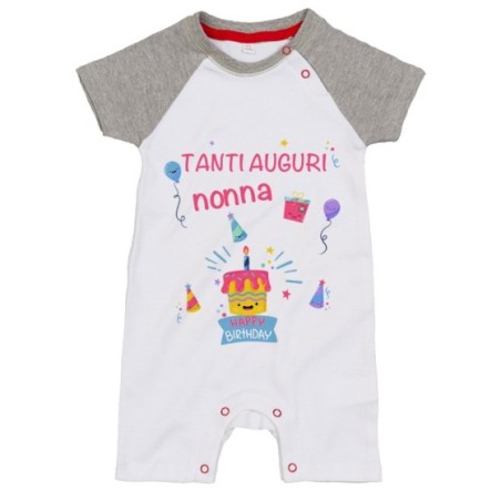 Pagliaccetto neonato personalizzabile con nome tanti auguri nonno nonna con palloncini Per i nonni