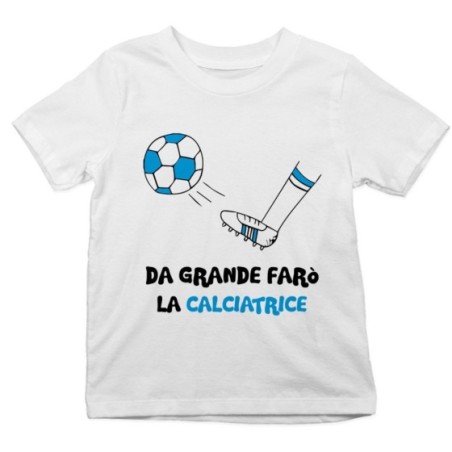 T-shirt bambino da grande farò il calciatore bianco azzurro