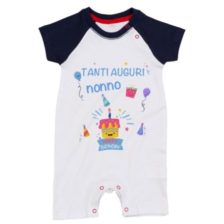 Pagliaccetto neonato personalizzabile con nome tanti auguri nonno nonna con palloncini Per i nonni
