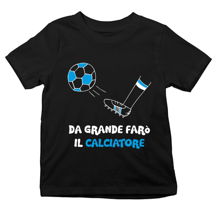 T-shirt bambino da grande farò il calciatore bianco azzurro Da grande farò
