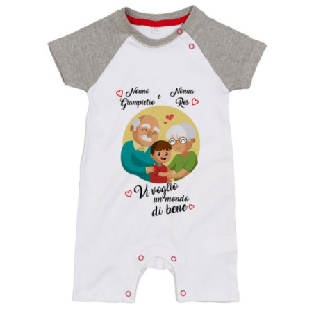 Pagliaccetto neonato personalizzato con nomi dei nonni vi...