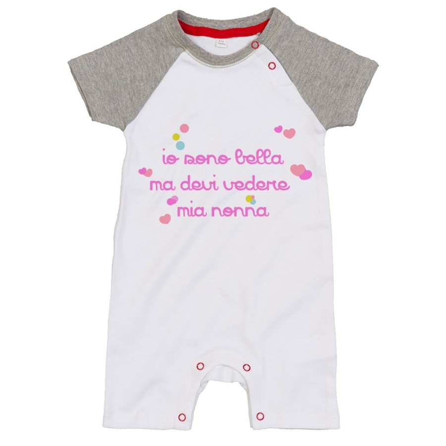 Pagliaccetto neonato personalizzabile con nome io sono bella ma devi vedere mio nonno i miei nonni Per i nonni