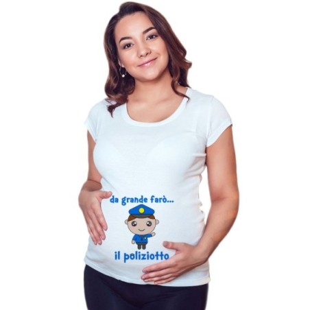 Maglia premaman da grande farò il poliziotto Da grande farò
