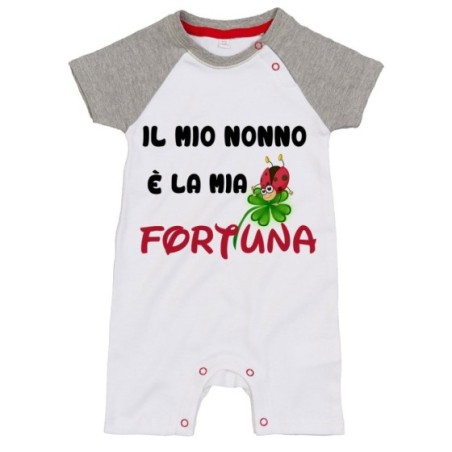 Pagliaccetto neonato il mio nonno i miei nonni sono la mia fortuna con coccinella Per i nonni