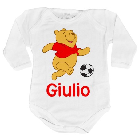 Body neonato personalizzato con nome winnie con il pallone