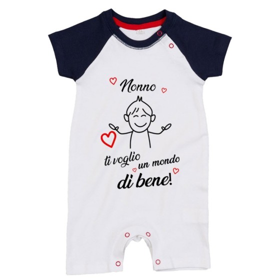 Pagliaccetto neonato nonno nonni ti voglio vi voglio un mondo di bene Per i nonni