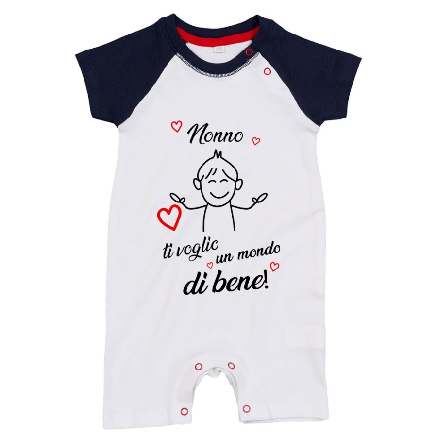 Pagliaccetto neonato nonno nonni ti voglio vi voglio un mondo di bene Per i nonni