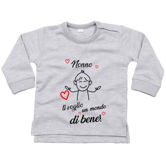 Felpa neonato nonno nonni ti voglio vi voglio un mondo di bene Per i nonni