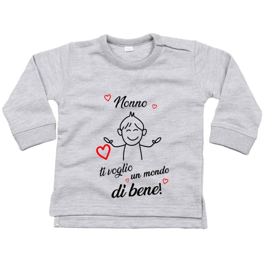 Felpa neonato nonno nonni ti voglio vi voglio un mondo di bene Per i nonni