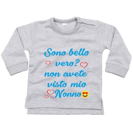 Felpa neonato personalizzabile con nome sono bello vero?...