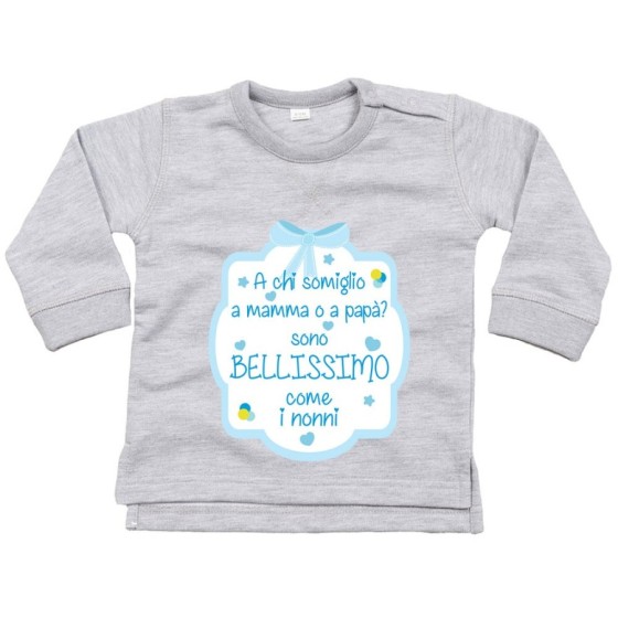 Felpa personalizzabile con nome  a chi somiglio a mamma o papà? sono bellissimo come il nonno Per i nonni