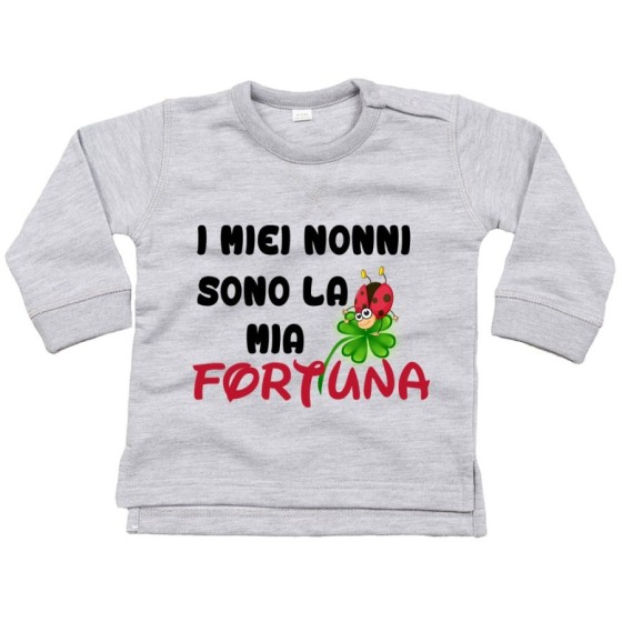 Felpa neonato il mio nonno i miei nonni sono la mia fortuna con coccinella Per i nonni