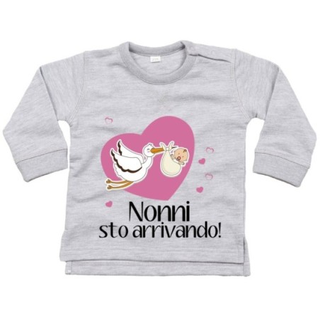 Felpa neonato nonno nonni sto arrivando con cicogna e...