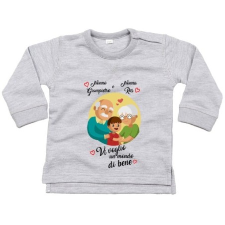 Felpa neonato personalizzata con nomi dei nonni vi voglio...