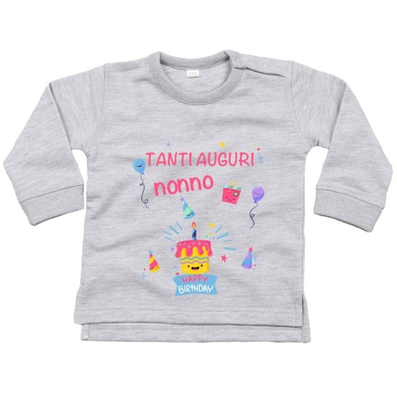 Felpa neonato personalizzabile con nome tanti auguri nonno nonna con palloncini Per i nonni