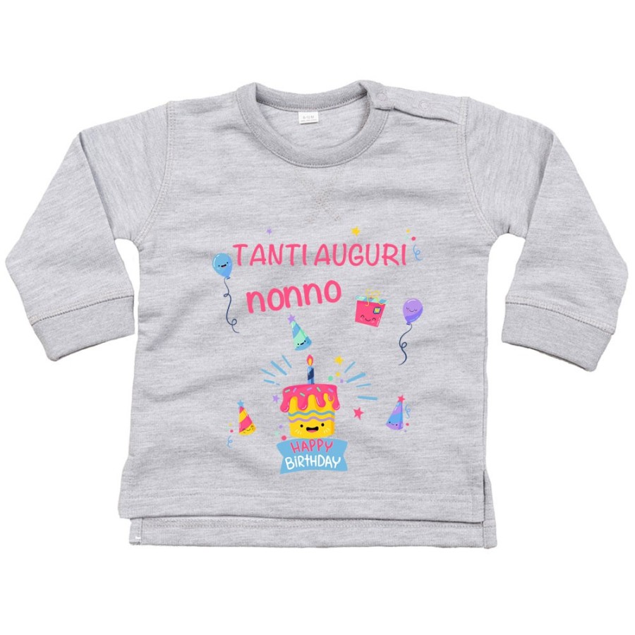Felpa neonato personalizzabile con nome tanti auguri nonno nonna con palloncini Per i nonni