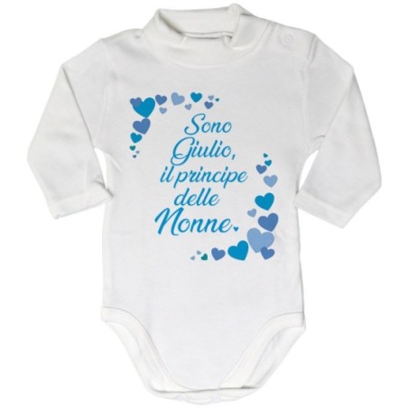 Body lupetto neonato personalizzato con nome e tanti cuori sono la principessa di nonno dei nonni Per i nonni