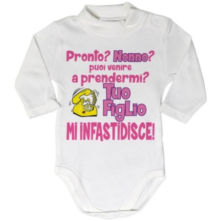 Body lupetto neonato pronto nonna nonno? puoi venire a prendermi? tua figlio mi infastidisce Per i nonni