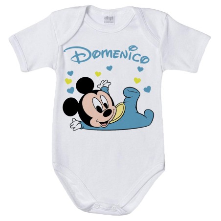 Body neonato personalizzato con nome baby topolino Cartoon