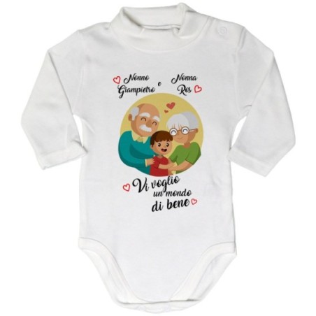 Body lupetto neonato personalizzato con nomi dei nonni vi...