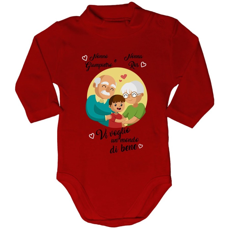 Body lupetto neonato personalizzato con nomi dei nonni vi voglio un mondo di bene Per i nonni