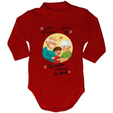 Body lupetto neonato personalizzato con nomi dei nonni vi voglio un mondo di bene Per i nonni