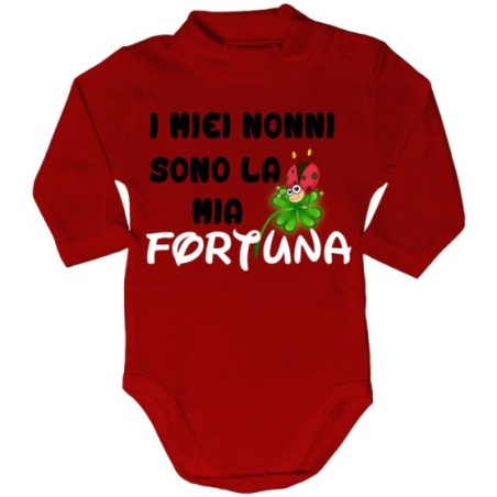 Body lupetto neonato il mio nonno i miei nonni sono la mia fortuna con coccinella Per i nonni