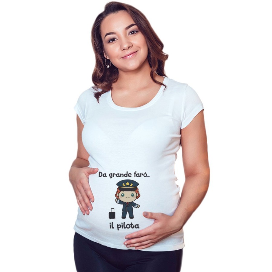 Maglia premaman da grande farò il pilota Da grande farò