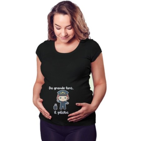 Maglia premaman da grande farò il pilota Da grande farò