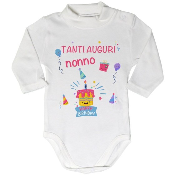 Body lupetto neonato personalizzabile con nome tanti auguri nonno nonna con palloncini Per i nonni