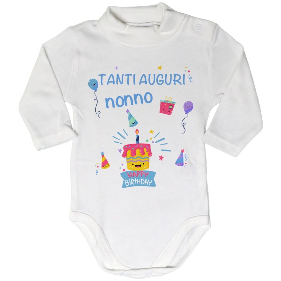 Body lupetto neonato personalizzabile con nome tanti auguri nonno nonna con palloncini Per i nonni