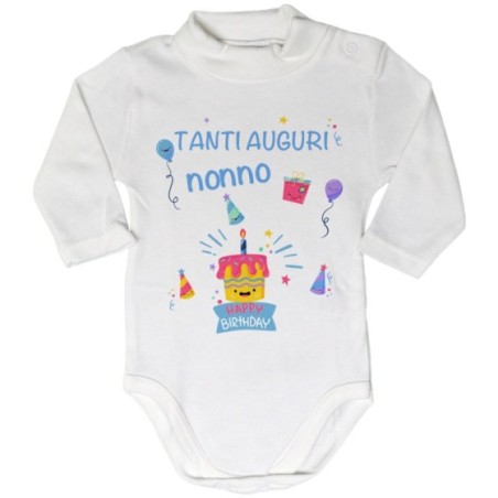 Body lupetto neonato personalizzabile con nome tanti auguri nonno nonna con palloncini Per i nonni