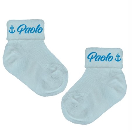 Calzini neonato personalizzati con nome e ancora