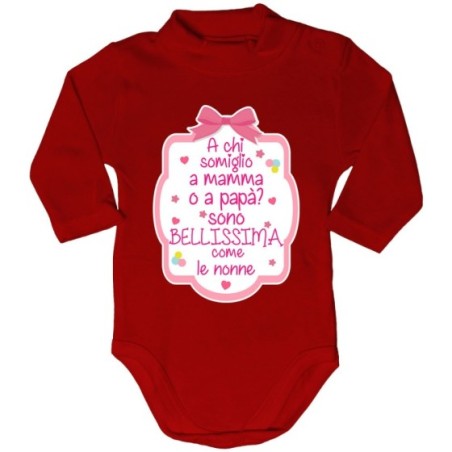 Body lupetto personalizzabile con nome  a chi somiglio a mamma o papà? sono bellissimo come il nonno Per i nonni