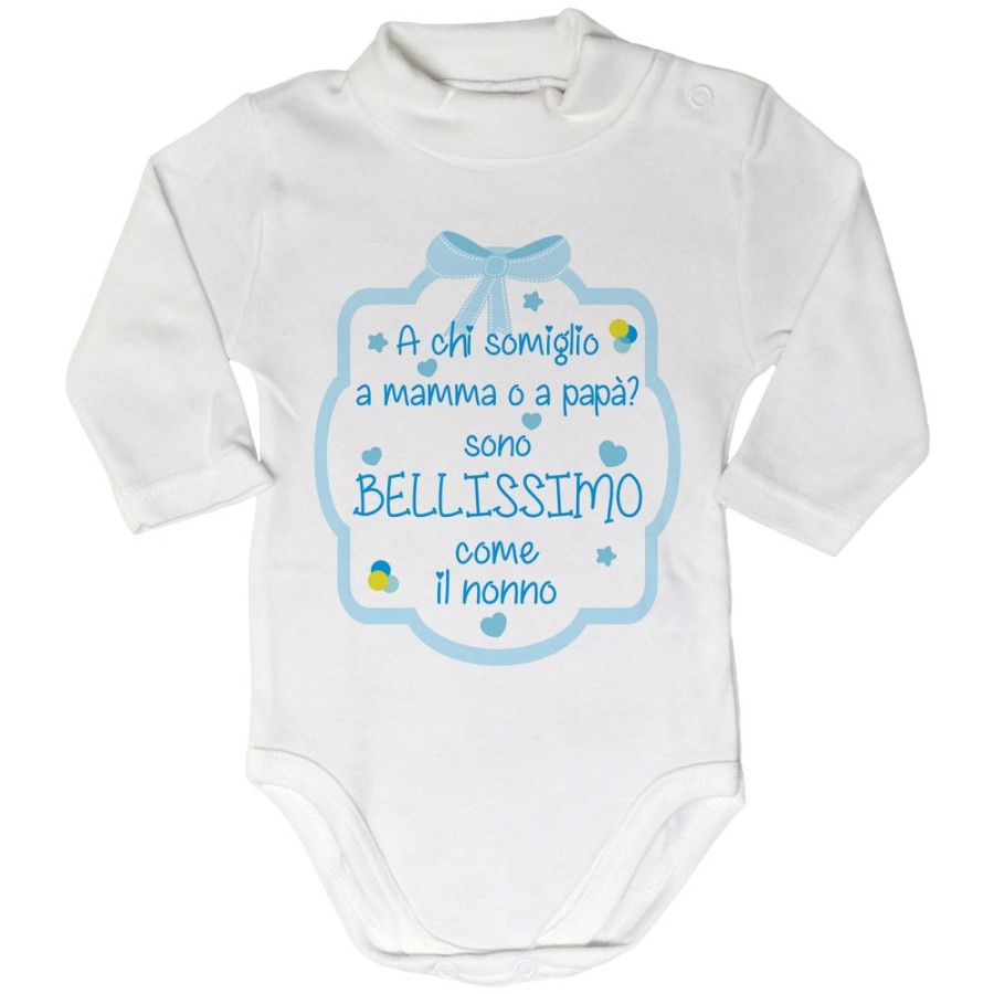 Body lupetto personalizzabile con nome  a chi somiglio a mamma o papà? sono bellissimo come il nonno Per i nonni