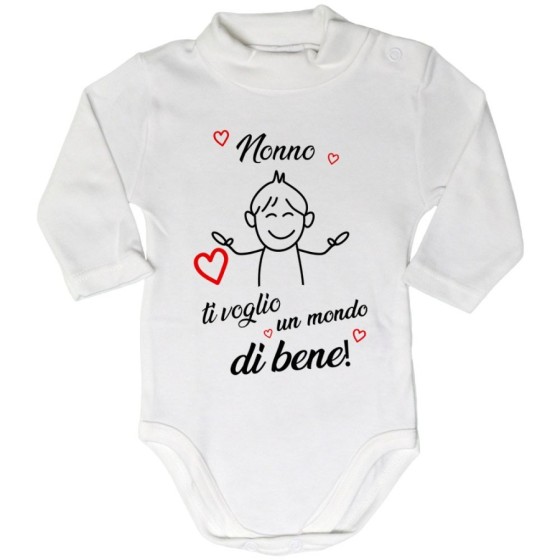 Body lupetto neonato nonno nonni ti voglio vi voglio un mondo di bene Per i nonni