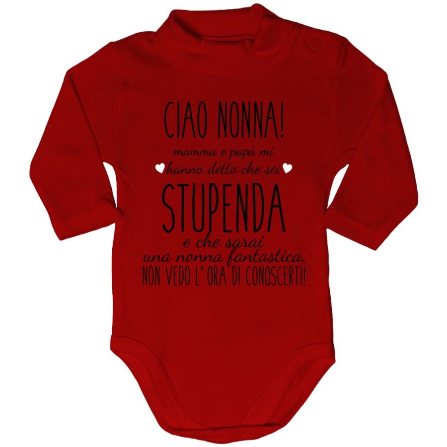 Body lupetto nonni mamma papà mi hanno detto che siete stupendi non vedo l'ora di conoscervi Per i nonni