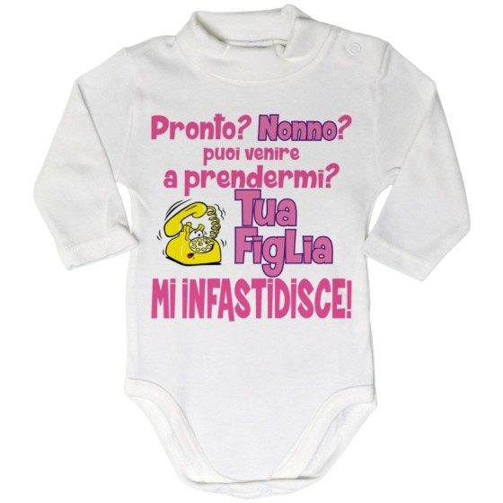 Body lupetto neonato pronto nonno nonna? puoi venire a prendermi? tua figlia mi infastidisce Per i nonni